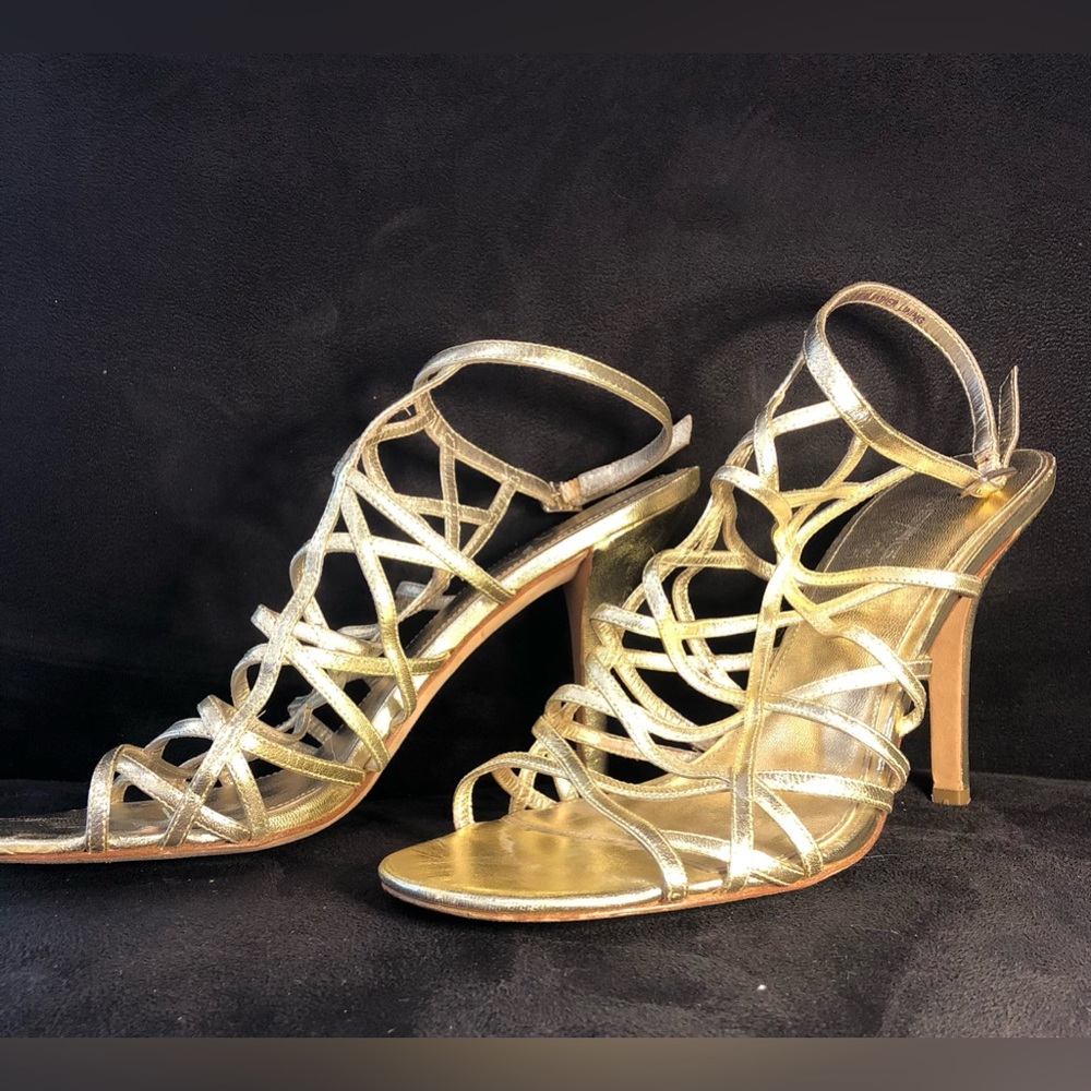 Via Spiga Gold Spike Heels